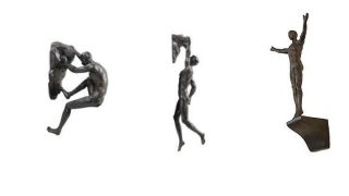 Antique Silver Rock Climbers Set Of3 Figurines Climbing Men X3 Large Sculptures