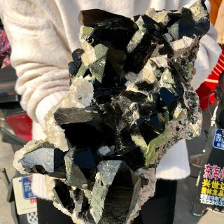 12.  1LB Rare Natural Black QUARTZ Crystal Cluster Mineral Specimen 2
