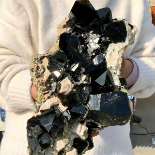 12.  1LB Rare Natural Black QUARTZ Crystal Cluster Mineral Specimen 3