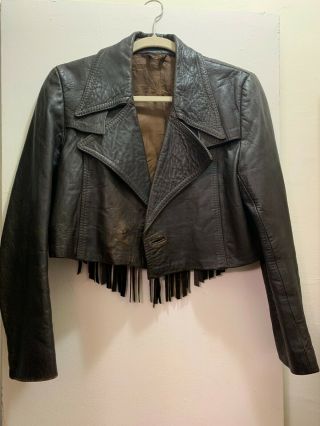 Fringe Vintage Leather Jacket Women 