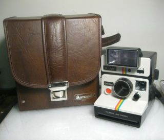 Vintage Polaroid One Step Instant Land Camera W/ Q Flash Case Uses Sx - 70 Film