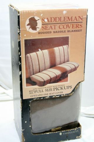 Vintage Saddleman Universal Pickup Truck Bench Seat Cover Blanket Fabric Blue