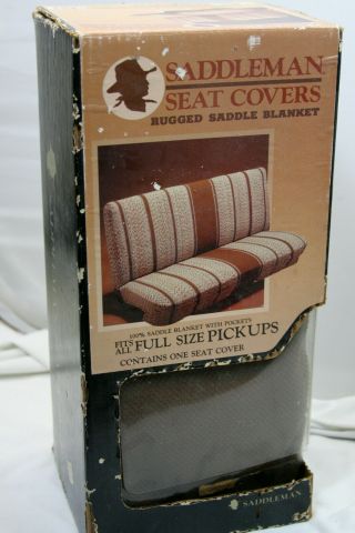 Vintage Saddleman Universal Pickup Truck Bench Seat Cover Blanket Fabric Blue 2
