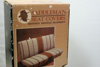 Vintage Saddleman Universal Pickup Truck Bench Seat Cover Blanket Fabric Blue 3