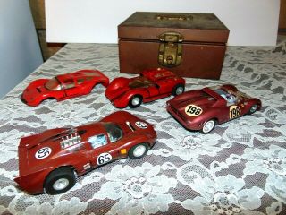 (4) Vintage 1:32 ? Large Slot Cars With Accessories