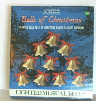 Mr Christmas Bells Of Christmas Musical Lighted Brass Bell Vintage 15 Songs 1990