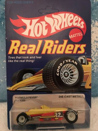 Vintage Hot Wheels Real Riders Formula Fever W/ White Hubs Unpunched Card