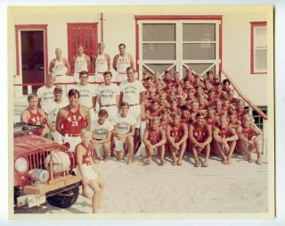 4 Vintage Photo 8 X 10 Wildwood Beach Patrol Boys Men Lifeguard Group Snapshot