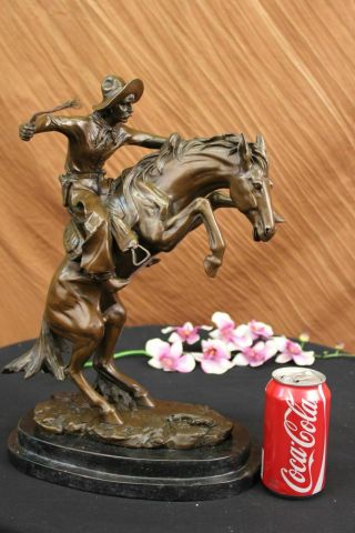 Large Rare " Bronco Buster " Solid Bronze Statue By Frederic Remington Hot Cast