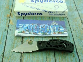 Mib Spyderco Usa Solid Q C35sbk Folding Pocket Knife C35 Knives Vintage Knives