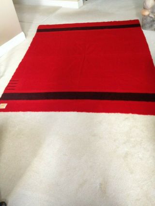 Fabulous Vintage Hudson Bay Wool Blanket Stripe 4 Point - 71 " X 86 " Made England