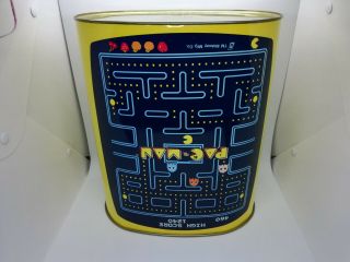 Pac - Man 1980 Metal Dust Bin / Trash Can Midway 
