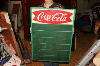 Vintage 1960 Coca Cola Fishtail Soda Pop Restaurant Menu Gas Oil 28 " Metal Sign