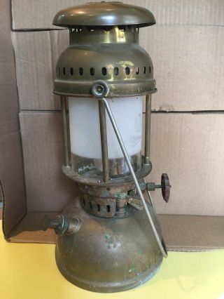 Vintage Brass Optimus Kerosene Pressure Lantern Lamp Made In Sweden.