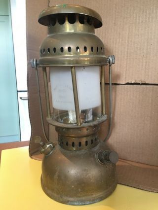 Vintage Brass Optimus Kerosene Pressure Lantern Lamp Made in Sweden. 3