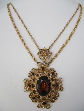 Florenza Vintage Signed Rhinestone Necklace
