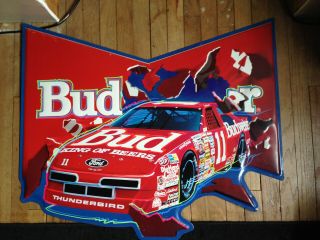 Vintage 1991 Budweiser Racing Car Metal Sign