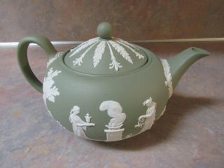 Vintage Wedgwood Jasperware Sage Green Teapot