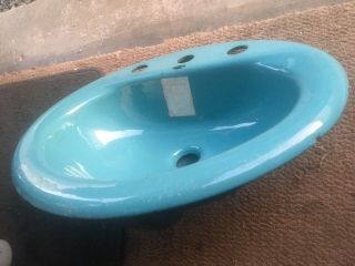 Vintage Blue Elfer Bathroom Sink 20 " X17” Oval 9 - 30 - 93d O274