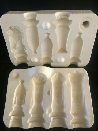 Vintage 1965 Slip Casting Molds For Ceramic Duncan Chess Set Dm167 & Dm168