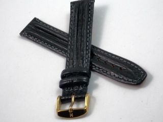 Mens Hirsch Watch Band Vintage Water Resistant Hirsh 18mm Black Leather Nos