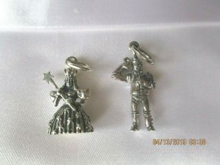 Vintage Rare Sterling Silver Wizard Of Oz Glinda Good Witch,  Tin Man Detail Charm