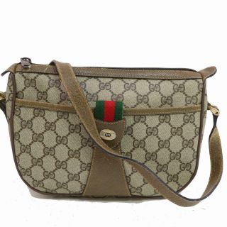 Authentic Vintage Gucci Shoulder Bag Gg Sherry Browns Pvc 600169