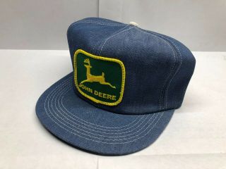 Vintage John Deere Hat Denim Snapback Cap - Green Patch Trucker - K Products
