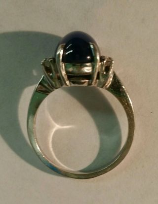 Vintage 14k White Gold Linde Blue Star Sapphire & Diamond Ring 3.  7gs NR 2
