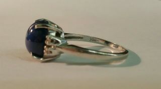 Vintage 14k White Gold Linde Blue Star Sapphire & Diamond Ring 3.  7gs NR 3