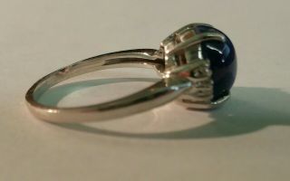 Vintage 14k White Gold Linde Blue Star Sapphire & Diamond Ring 3.  7gs NR 4