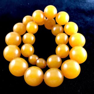 Vintage 60s Baltic Amber Necklace 83,  0gm.  Large Round Butterscotch Amber Beads.
