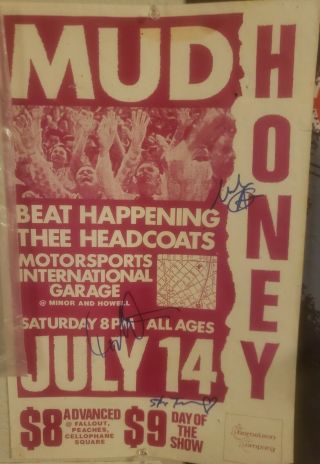 Mudhoney Beat Happening Signed 80s Proof Concert Poster Tour Rare Vtg Grunge