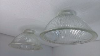 Ribbed Glass Dome Light Shade Holophane Retro Vintage Industrial Style Shades