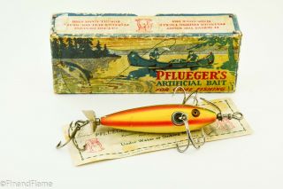 Vintage Pflueger Underwater Minnow 3t Glass Eye Antique Lure Blue Canoe Box Df10