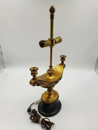 Vintage Mid Century Modern Hollywood Regency Stiffel Brass Genie Style Lamp 2