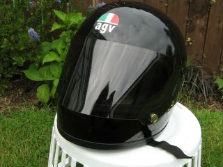 Vintage Agv X3000 Black Fibreglass Motorcycle Bikers Helmet