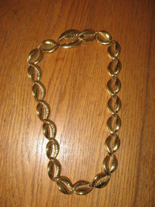 Coreen Simpson Designer Cowrie Shell Necklace Heavy Gold Tone African American