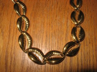 Coreen Simpson Designer Cowrie Shell Necklace Heavy Gold Tone African American 2