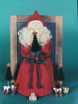 Gail Wilson Vintage 1990 Collectible Kit 8.  5 " Painted Cloth Primitive Santa