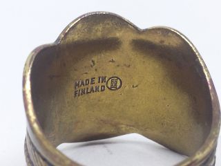 Vintage Finnish Kalevala Koru Brass Ring Lappish 8 2