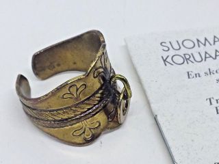 Vintage Finnish Kalevala Koru Brass Ring Lappish 8 3