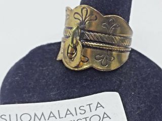 Vintage Finnish Kalevala Koru Brass Ring Lappish 8 5