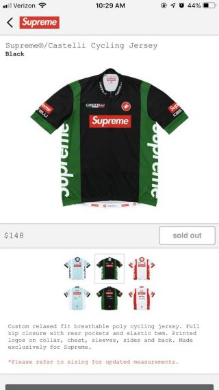 Supreme Castelli Cycling Jersey Black M Medium Order Confirmed Rare