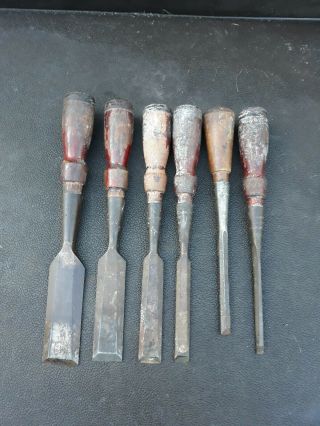 Vintage Stanley No.  750 5 Pc Socket Chisel Set Also Added Another Stanley Chisel