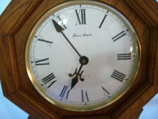 Vintage Daniel Dakota Red Oak Quartz Pendulum Regulator Style Wall Clock 4
