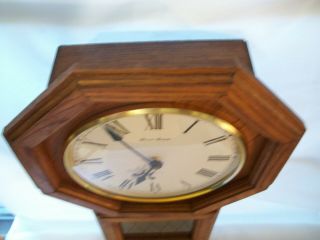 Vintage Daniel Dakota Red Oak Quartz Pendulum Regulator Style Wall Clock 7