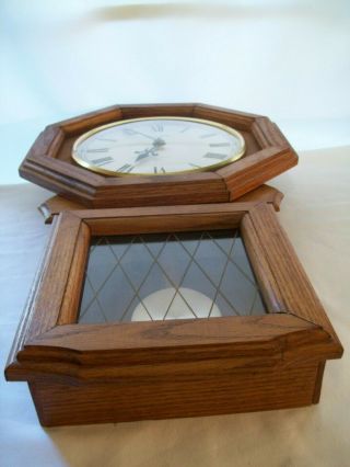 Vintage Daniel Dakota Red Oak Quartz Pendulum Regulator Style Wall Clock 8