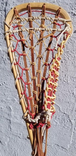 Vintage Stx Wooden Lacrosse Stick Leather Wood Woven Basket Straight Shaft Euc