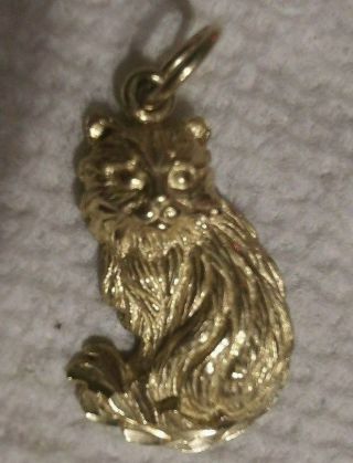 Vintage 14k Solid Gold Necklace Pendant Charm Kitty Cat Persian 2gr